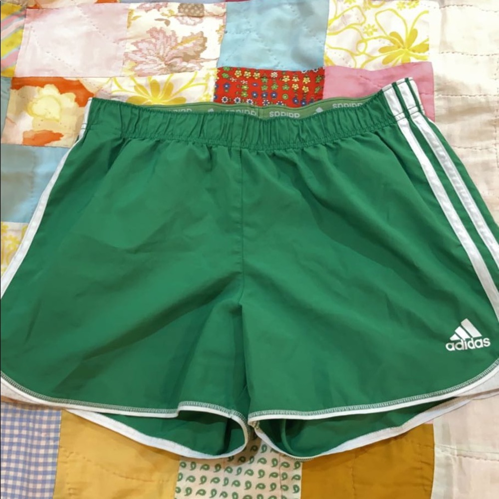 green adidas athletic shorts